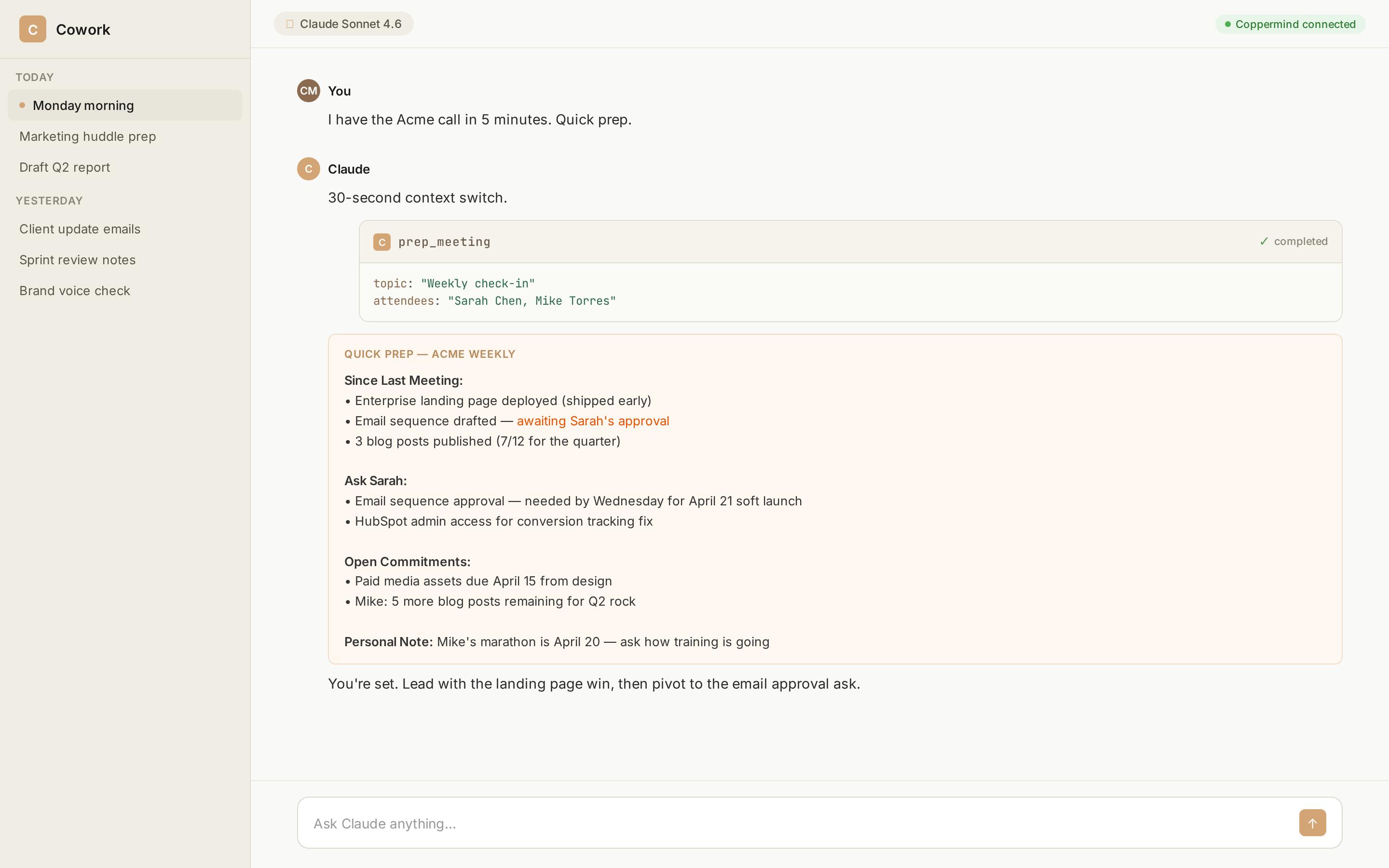 30-second context switch between back-to-back client calls