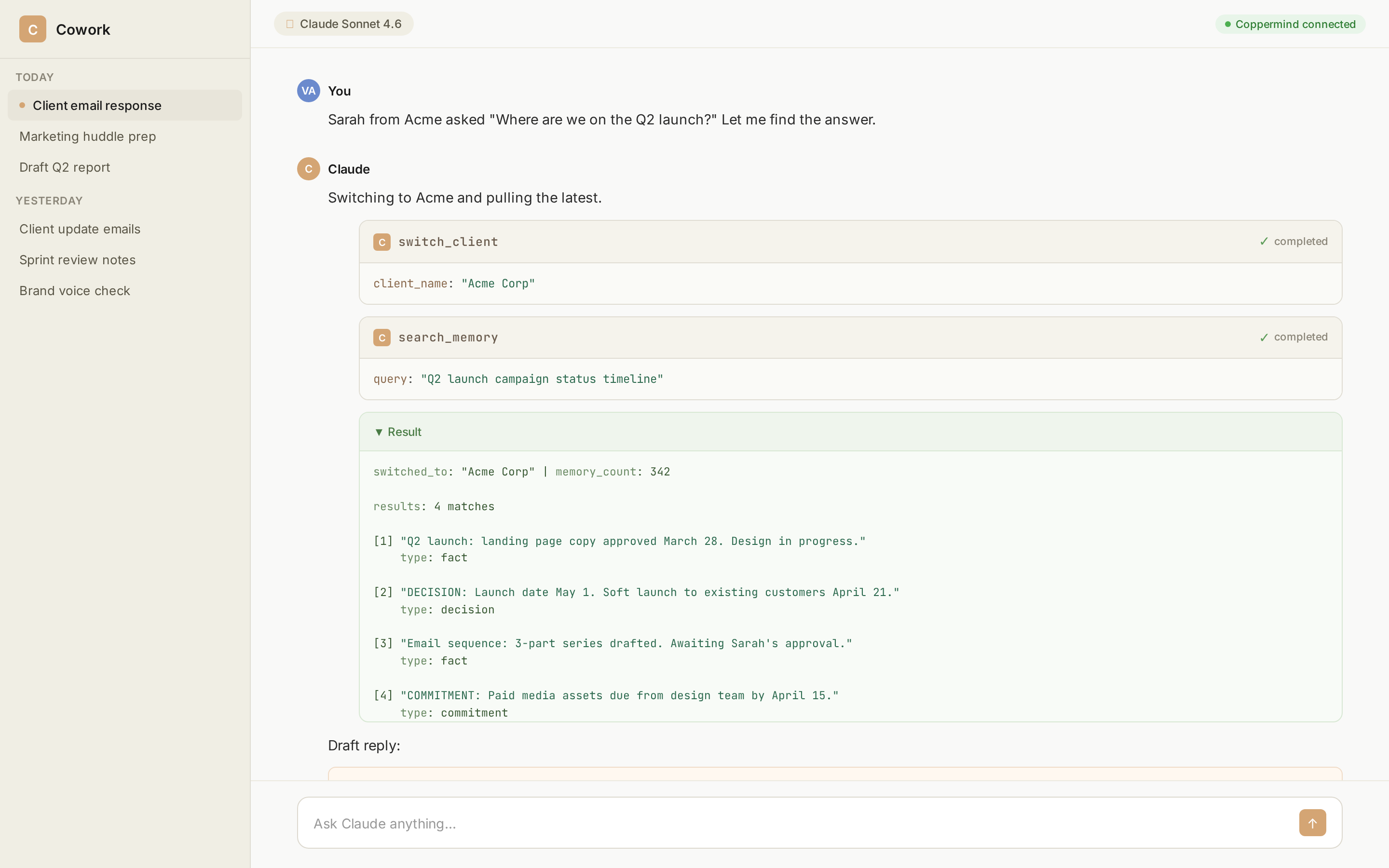 Finding the answer to a client's status question